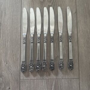 INR38 Interpur Set of 7 Dinner Knives Stainless Steel Japan‎ Rose Tip